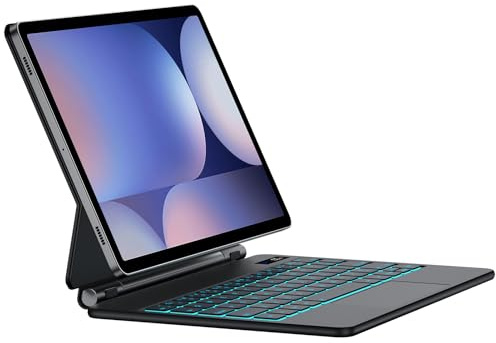 JUQITECH Magic Keyboard Case for Samsung Galaxy Tab S10+ / S9+, Floating Cantilever Magnetic Stand, Backlit Trackpad, S Pen Holder, Battery LED Display