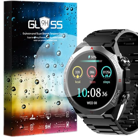 PDSSDM Compatible para [3 Pedazo] 9H Protector De Pantalla De Cristal Templado Compatible para Smartwatch Qecnato Reloj Inteligente Hombre 1.39 S10