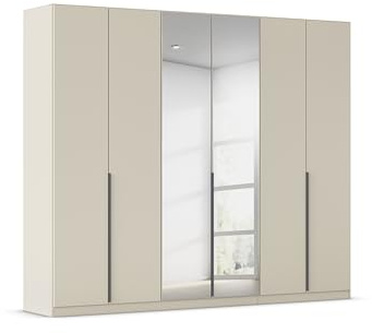 Rauch Möbel Alabama, Kleiderschrank, Farbe Beige, Breite 271 cm | Schrank, 6-türig, mit Spiegel, Zubehör Premium, für Schlafzimmer, Kinderzimmer, Homeoffice, Gästezimmer, Garderobe, Flur