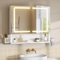 FORABAMB Armoire Murale Salle de Bain avec Éclairage LED et Prises, Armoire de Toilette Miroir avec Étagère Réglable, Température de Couleur Réglable, Meuble de Salle de Bain 60x16x60cm, Blanc