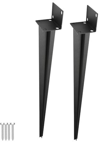 Jaxguom Lot de 2 supports de poteau à enfoncer en forme de L - Douille de sol pour poteaux en bois - 55 x 700 mm - Douille de sol à enfoncer pour clôtures, projets de jardin