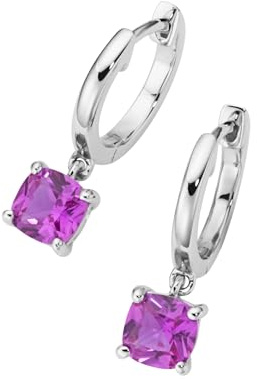 Smart Jewel Klappcreolen Klappcreolen lila Zirkonia o. synth. Korund blau o. fuchsia, Silber 925