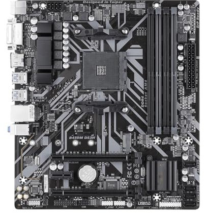 QWEOWW Placa Madre Fit For Gigabyte GA-B450M DS3H for AMD AM4 Ryzen 3/5/7/9 1.º, 2.º, 3.º Athlon USB3.1 HDMI M.2 B450 Micro-ATX