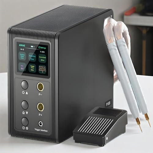YYJYZH Portable Welder Handheld with 23.7in Silicone Wire,14.6 KW Capacitor Spot Welder,5-Minute Instant Start,2-in-1 Automatic & Foot Pedal Two Modes,Battery Farad Welding Equipment