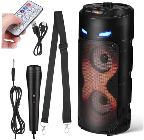 DOITOOL 1Set Portable Speaker with Deep Bass Subwoofer Colorful LED Lights and Remote Control Lightweight Outdoor Audio for Parties and Gatherings
