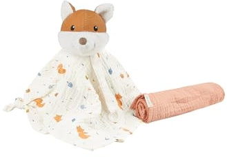 Sterntaler Träumli-Set Fuchs Filou - Baby Kuscheltuch mit Rassel & Schnullerband - Schmusetuch aus Musselin - treue Begleiter zum Spielen & Trösten - ab Geburt - Geschenk Set, unisex