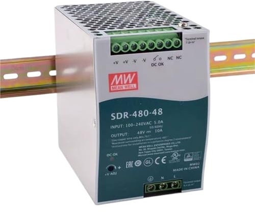 QTAZMJPB 1 Uds SDR-480-48 Carril DIN Industrial de Salida única con función PFC Fuente de alimentación conmutada auténtica 48V
