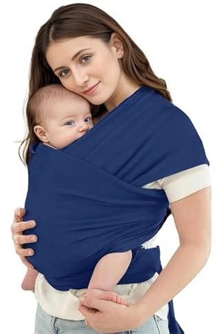 Dams Babytragetuch – Ergonomisch – Weiches, Atmungsaktives Tragetuch aus Polyester & Spandex – Für Neugeborene bis 15,9 kg – Stillfreundlich, Waschbar & Unisex für Mama & Papa (Blau)