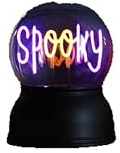 Festive 14cm Halloween Spooky Globe with Purple Light – Mini LED Light-Up Decoration Featuring “SPOOKY” Message – Tabletop Prop for Indoor Halloween Displays