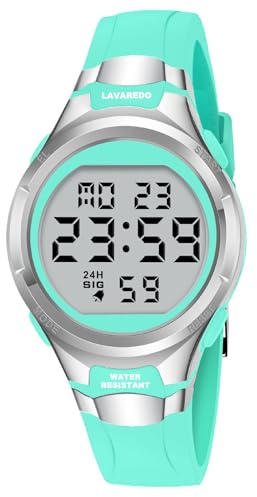 Timever Damen Armbanduhr mit Silikonband,Digitaluhr mit Alarm,Stoppuhr,Datum,Licht,Sportuhr mit 3ATM Wasserdicht