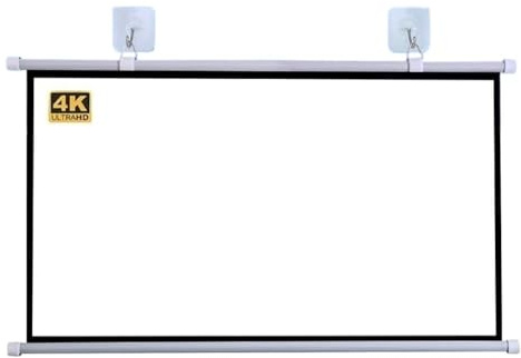 Portable Projection Screen， Manual Pull Down Projector Screen White 30-72 Inches 4:3 16:9 HD 4K(72 Inch (16:9))