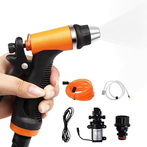 de alta presión de 12V - bomba de agua eléctrica de alta presión | 160PSI Pulverizador para limpieza de automóviles | de lavado de acero inoxidable con manguera de PVC para