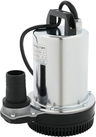 Bomba de agua sumergible de 24 V CC, 200 W, acero inoxidable, bomba de agua solar, protección IP56, con 3 adaptadores de manguera, para jardín, estanque, riego, acuicultura