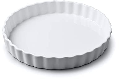 WM Bartleet & Sons - Traditional Porcelain Round Flan Dish, (27cm) – Premium Quiche and Tart Baking Dish - Made from 100% Porcelain – Classic Smooth Glazed Finish