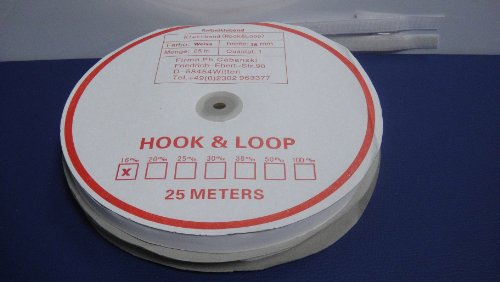 1buy3 25m Klettband selbstklebend 16mm Weiß (25m Haken- und 25m Flauschband) / Grundpreis je Meter = € 0,64