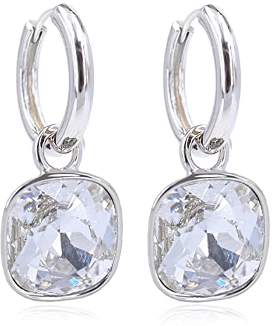 Creolen mit Charm Anhänger 925 Silber Ohrringe Marken Kristalle aus Österreich NOBEL SCHMUCK