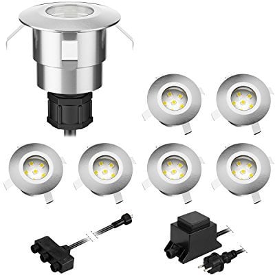 ledscom.de LED Boden-Einbauleuchte Atria für außen Aluminium kalt-weiß, je 14lm, IP65, 40mm Ø 7er Set