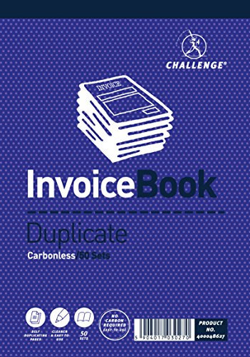 Challenge Duplicate Invoice Book, Carbonless, 50 Pages, 5 pack (195 x 137 mm)