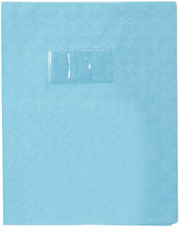 Calligraphe 72022C - Heftumschlag / Heftschoner / Hefthülle Calligraphe mit Feinkörnung Diamantmotiven, 17x22 cm, Etikettenhalter, aus PVC blickdicht und strapazierfähig, Hellblau, 1 Stück