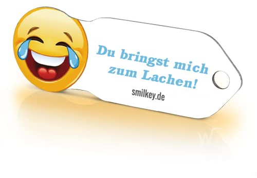 Einkaufswagenlöser Lachen/Entriegler für Einkaufswagen – inkl. 1 Jahr Schlüsselfundservice/Einkaufswagenchip abziehbar/Einkaufschip zum rausziehen/Schlüsselanhänger Metall / 5 Stück