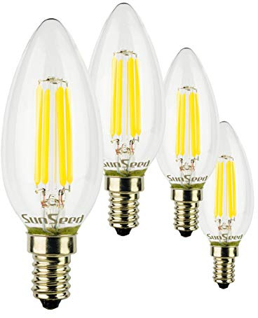 SUNSEED 4x Glühfaden LED Kerze Lampe E14 5W ersetzt 48W Neutralweiß 4000K