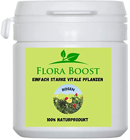 Flora Boost Rosen Dünger Flora Boost 100g I Für bis zu 100L Gießwasser I Dünger in Pulverform I Langzeitdünger für alle Rosen Arten I Blatt- & Wurzeldünger I 100% natürlicher Pflanzendünger