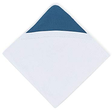 KraftKids Kapuzenhandtuch Musselin blau, Kapuzen-Badetuch für Babys und Kleinkinder aus Baumwolle, 75 x 75 cm