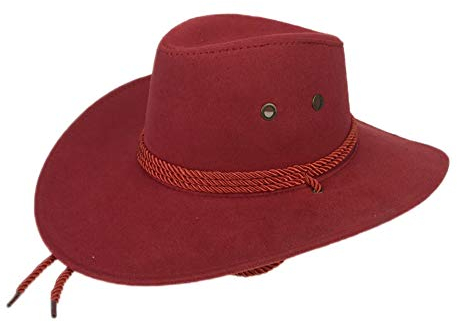 Gossifan klassische Westernhut Cowboyhut mit breiter Krempe für Damen und Herren - Rot - Einheitsgröße