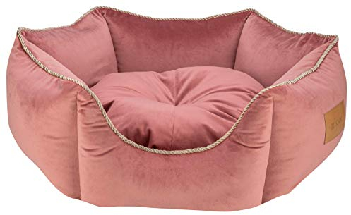 MOOI Crown Hundebett aus kuscheligem Velvetstoff, Füllung aus hautsympathischen 100% Polyester-Watte und Kügelchen, waschmaschinengeeignet bei 30 Degree C, in 3 Größen verfügbar Standard