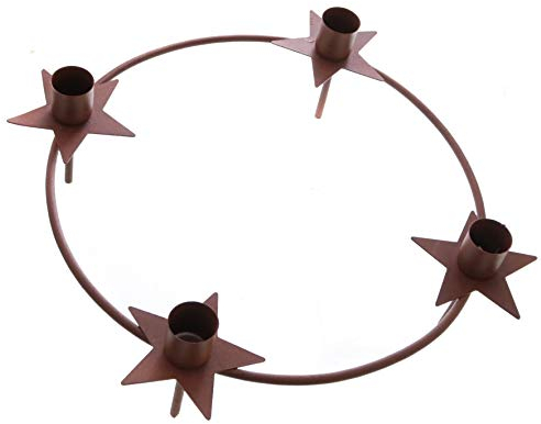 ARTECSIS Kerzenkranz Rostfarben Ø 29cm I Kerzenhalterkranz für 4 Stabkerzen für Adventskranz I Adventsdeko Weihnachtsdeko aus Metall
