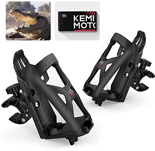 kemimoto ATV Cup Holder Motorcycle 2 Pack Drink Holder Bike Water Bottle Holder Fits 0.6”-1.56” Metal Clamp for ATV Motorcycle Bike Stroller Walker Wheelchair Scooter Golf Cart