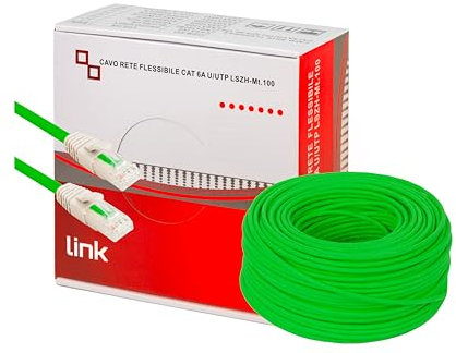 LINK LK6A100V Madeja cable red categoría 6A no apantallado UTP AWG24 Halógeno flexible color verde m 100