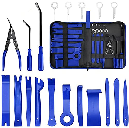 MMOBIEL 19 Pcs Auto Trim Removal Tool Set for Easy Scratchfree Removal of Car Door Panels, Fasteners, Molding, Dashboards and Wheel Hubs Incl. Sturdy Storage Bag