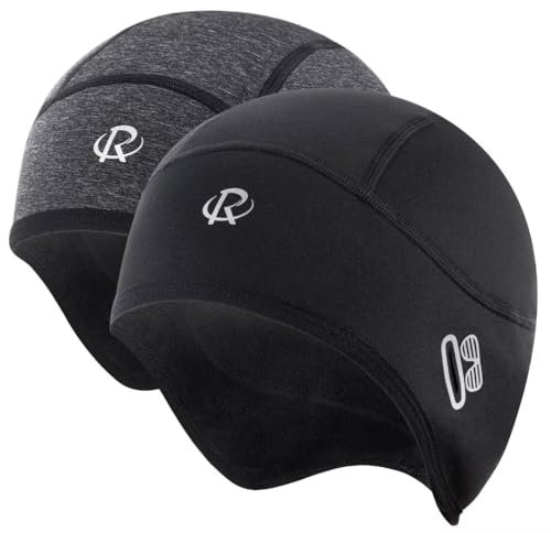 ROTTO Cycling Skull Cap Helmet Liner Fleece-Lined with Ear Covers and Glasses Slots for Cycling Motorcycle Running