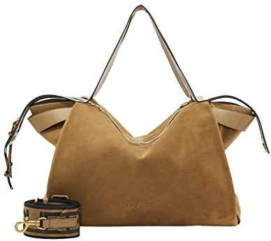 Liebeskind Berlin GRAY5 SUEDE Satchel Handtasche, Large (HxBxT 25.5cm x 38cm x 13cm), Tiramisu