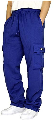 Ni_ka Pantalon Multi Poches Homme Taille Elastique Survetement Training Pantalons De Jogging Ample à Lien De Resserrage Sweat Pants Jogger Noir Rouge Taille M à 5XL