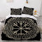 Viking Bettwäsche 200x200cm 3D Drucken Viking Magischer Runenkompass Drache Bettbezug Set Weich Microfaser Bettbezug für Kinder Jungen Mädchen Erwachsener 3 Teilig Hypoallergen Bettwaren