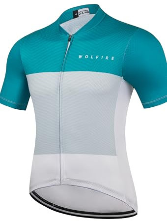 WOLFIRE WF Maglia Uomo Manica Corta in Poliestere. Abbigliamento Ciclismo Uomo, MTB - Maglia Ciclismo Uomo Estiva, Maglia Ciclismo Uomo, Maglia MTB Uomo, Canotta Ciclismo Uomo.