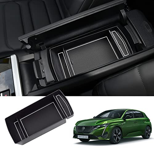 ZCLINKO Compatible con Peugeot 308 SW P5 2021 2022 2023 Caja de Almacenamiento de Reposabrazos,Consola Central Organizador Guantera Tray,Apoyabrazos Bandeja de Coche Interior Accesorios (Blanco)