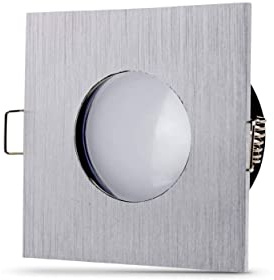 lambado® LED Spots Flach für Badezimmer IP65 in Alu Gebürstet - Moderne Deckenstrahler/Einbaustrahler für Außen inkl. 230V 5W Strahler warmweiß dimmbar - Hell & Sparsam
