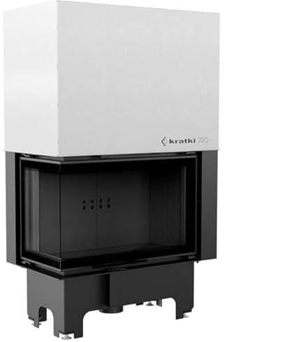 KRATKI VNL 810/410 Holzkamin mit Lufteinlass Einsatz BImSchV 2 konform 14 kW Thermischer Wirkungsgrad 82% Guillotine Tür Stahl mit schwarzem Thermotec Links 151 x 93 cm