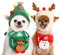 Haustier-Weihnachtskostüm, 4 Stück, Hunde- und Katzen-Weihnachtsoutfit, lustige Geweihe, Weihnachtsmützen, Verstellbarer Umhang, Weihnachtsmann-Speicheltücher für Hündchen, Katzen, Anziehsachen