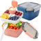 2 Stück Bento Box Lunch-Behälter,Auslaufsichere Brotdose Salatbehälter mit 3 Fächer Besteck,Brotzeitbox für Kinder Erwachsene,Brotbüchse für Mikrowellen und Spülmaschinen 1500ML Wiederverwendbar