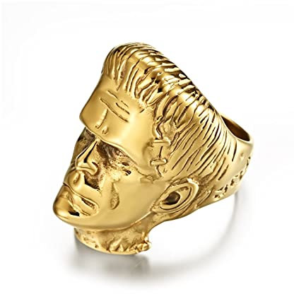 Skcess Ringe Herren Gold, Ring für Männer Edelstahl Hip Hop Ringe Herren Geschenke für Männer Größe 62 (19.7)