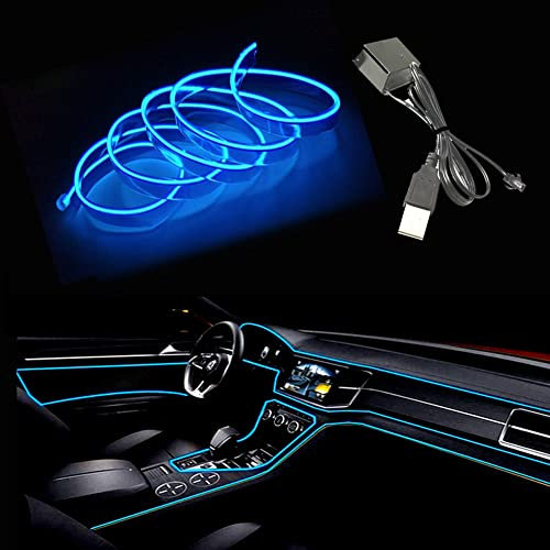 Balabaxer 5M Cavo di emissione luminosa USB, luce al neon Blu 5V con larghezza laterale 6mm, con protezione del fusibile, utilizzato per la decorazione interna dell'automobile