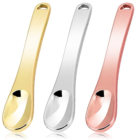 WLLHYF Mini Metal Makeup Spatula Skin Care Cosmetic Spoon Reusable Applicator, Beauty Scoop for Facial Cosmetic for Face Mask Cream Lotions Moisturizers