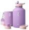 Coolflask Half Gallon Water Bottle Insulated with PU Leather Sleeve, 64 oz Water Bottle Color Contrast with Straw Lids, Stainless Steel Metal Large Water Jug, Keep Cold 48h Hot 24h,Lilac Purple