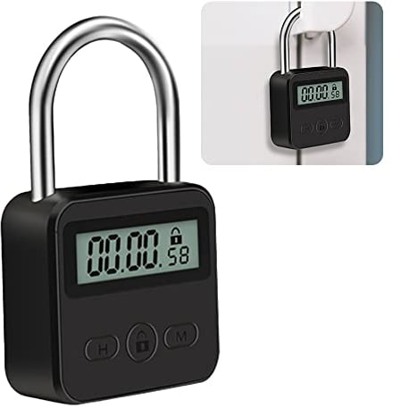 mizikuu Verrouillage de Temps, Smart Time Lock avec écran LCD Verrou de Synchronisation Cadenas de Sécurité Rechargeable USB Cadenas Minuteur pour Prévenir Les Mauvaises Habitudes, Noir