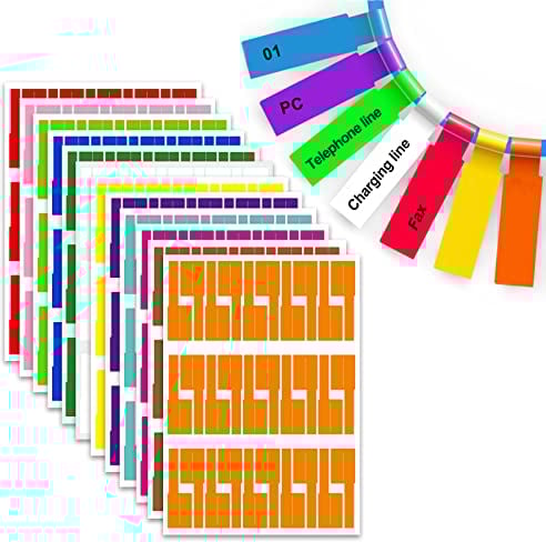 Cable Labels Tags, 360pcs Self-Adhesive Cable Markers Plug Cables Label Identification Tag Stickers Wire Cord Label for Marking Cables-12 Colors
