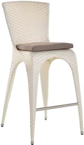 Krines Home Outdoor Barhocker Wing Gartenhocker Barmöbel Garten Gartenmöbel wetterfest (Perlweiss, Barstuhl)